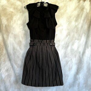 La Chocole Sleeveless Black and Grey Ruffle Dress - XS